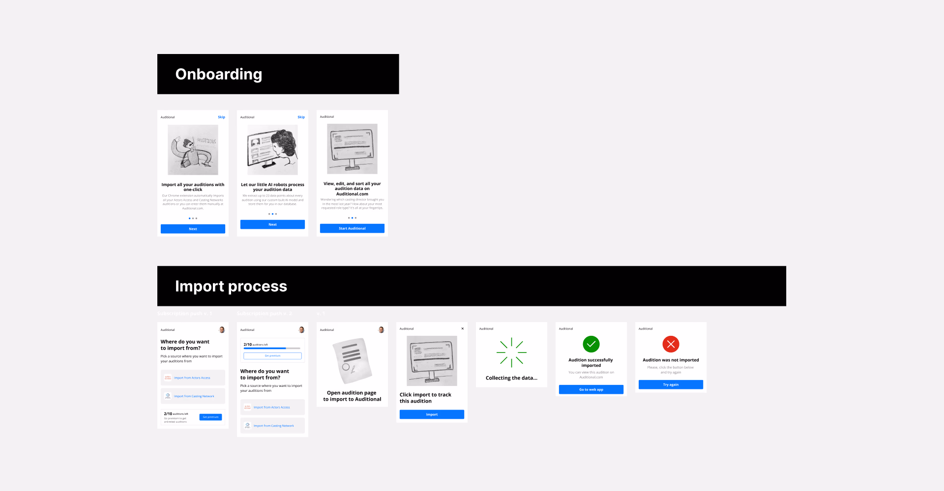 Extension Wireframes